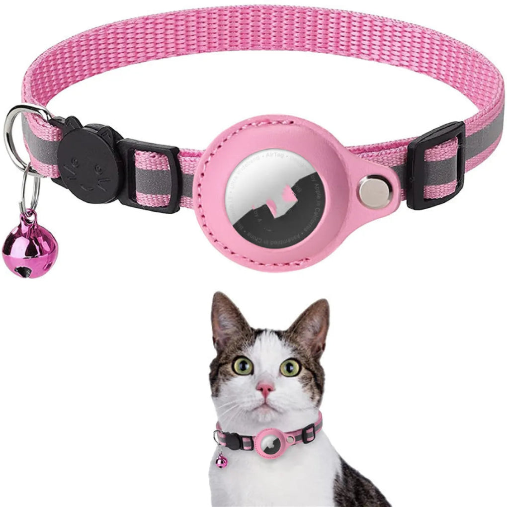 Reflective Nylon Pet Collar with AirTag Holder