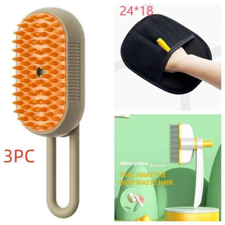 3-in-1 Electric Steam Pet Grooming Brush