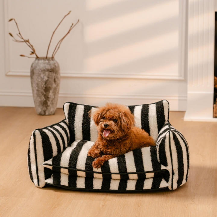 Cozy Striped Double-Layer Dog & Cat Sofa Bed