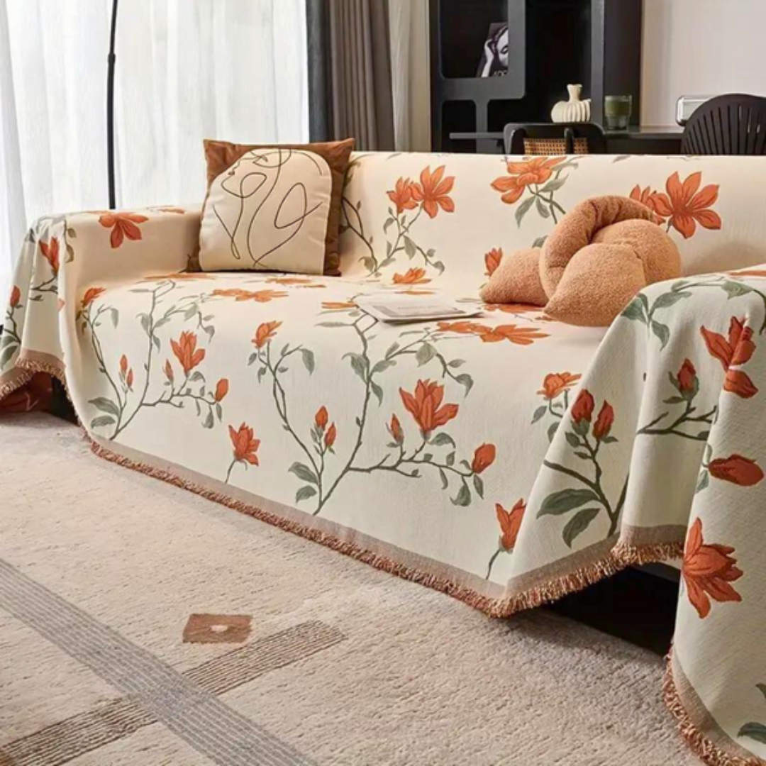 Vintage Floral Chenille Couch Cover