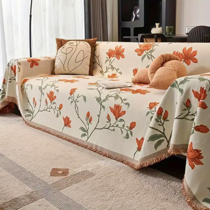 Vintage Floral Chenille Couch Cover