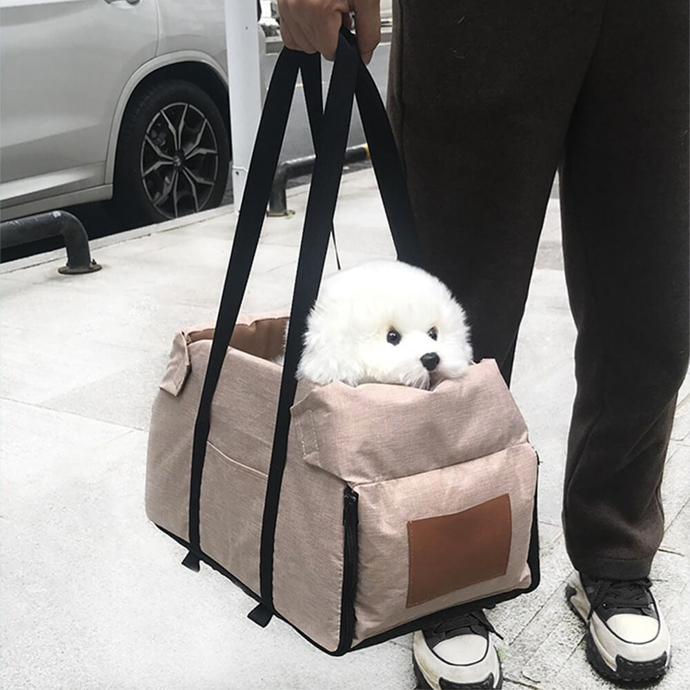 Non-Slip Detachable Contrast Colour Cat & Dog Car Seat Bed