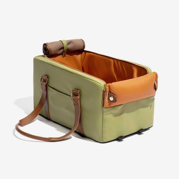 Deluxe Faux Leather Center Console Pet Car Seat & Carrier