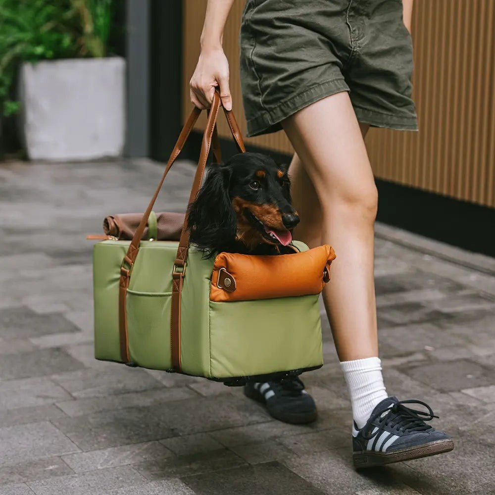 Deluxe Faux Leather Center Console Pet Car Seat & Carrier