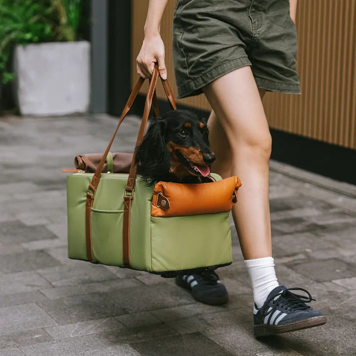 Deluxe Faux Leather Center Console Pet Car Seat & Carrier