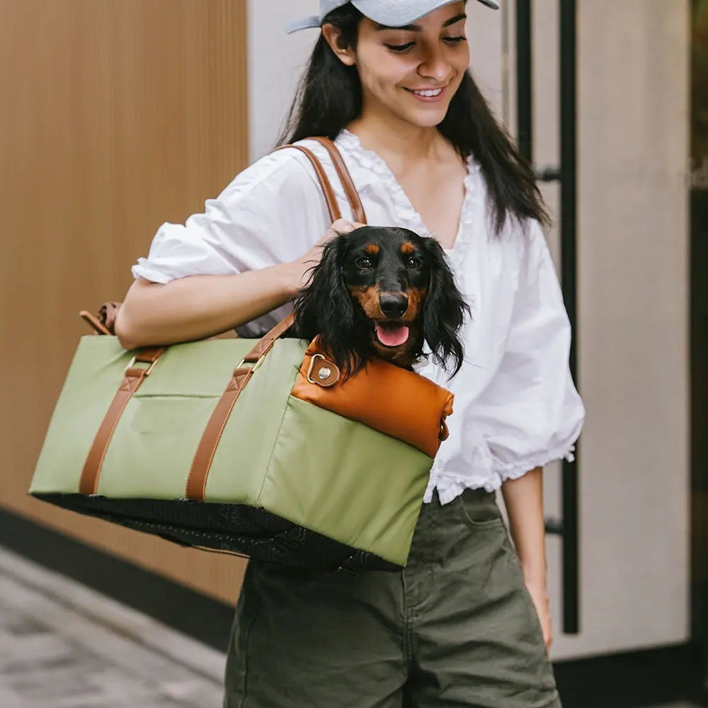 Deluxe Faux Leather Center Console Pet Car Seat & Carrier