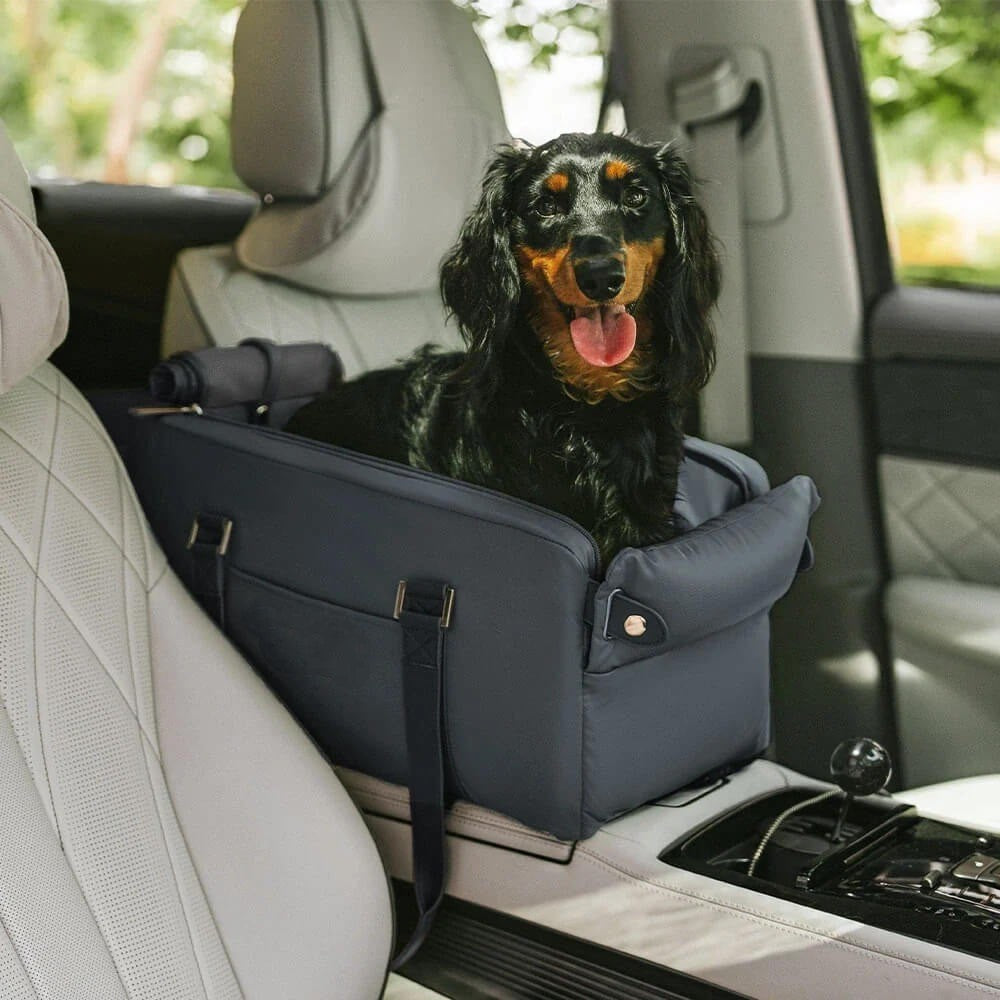 Deluxe Faux Leather Center Console Pet Car Seat & Carrier