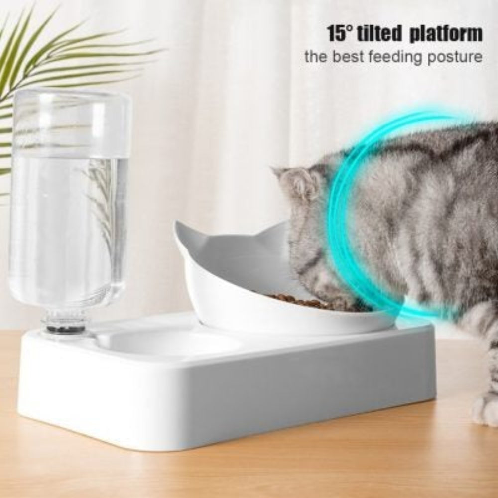 Anti-Vomiting Cat Bowl with Automatic Water Dispenser