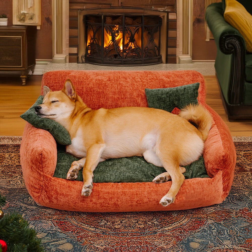 Vintage Style Chenille Dog & Cat Sofa Bed