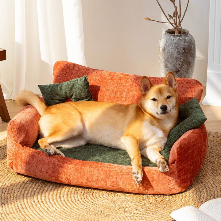 Vintage Style Chenille Dog & Cat Sofa Bed