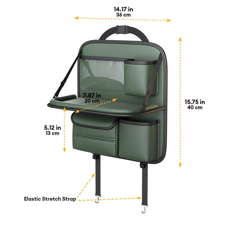 Car Back-Seat Foldable Organizer with Tray Table